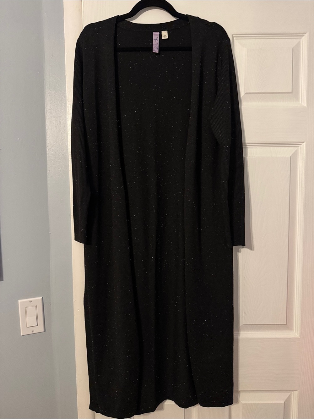 Black Speckled Long Sleeve Women's Cardigan